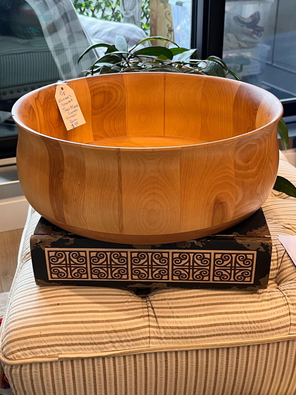 Wooden artisan crafted Williams Sonoma Vermont salad bowl